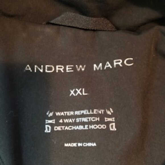 NWOT Andrew Marc Hooded Water Resistant Black Jacket Zip Pockets XXL - Picture 7 of 7